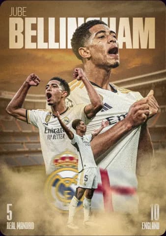 Poster bóng đá Jude Bellingham trong màu áo Real Madrid