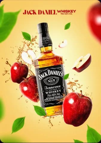 Poster quảng cáo rượu Jack Daniel’s với những quả táo đỏ
