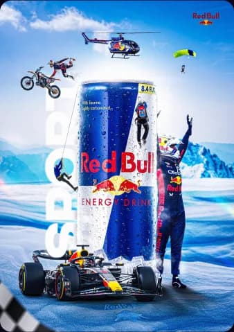Poster quảng cáo Red Bull với màn trình diễn thể thao mạo hiểm